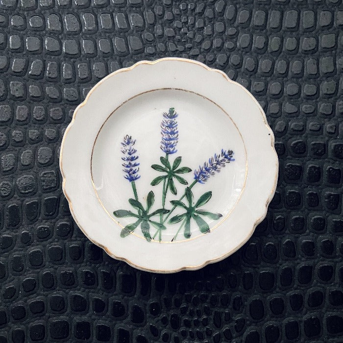 Vintage hand painted lavender floral dish