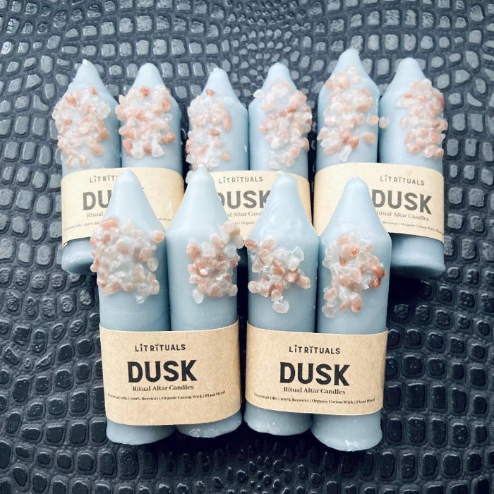 dusk natural dyed witchy beeswax candles with salt 