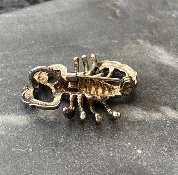 Vintage Silver Plated Scorpion Scorpio Brooch Pin Zodiac Signs Astrology Jewelry