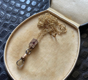 Antique Victorian Garnet Slide Chain Charm Holder Necklace
