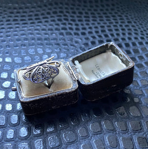 Vintage Sterling Silver Filigree Butterfly Statement Ring