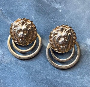vintage lion door knocker statement earrings