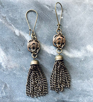 handmade lion tassel earrings
