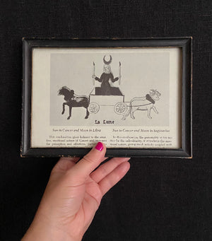 vintage picture frame with witchy la lune print home decor