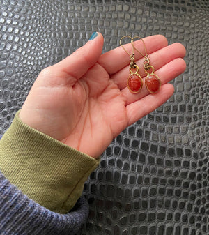 vintage carnelian scarab earrings