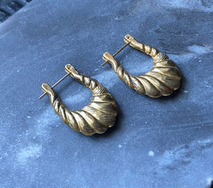Vintage Gold Vermeil Puffy Hoop Earrings Classic Jewelry