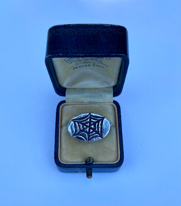 serpentine wax cast brass jewelry spiderweb spider ring