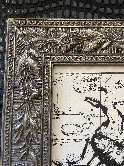 vintage floral frame with scorpio print zodiac sign decor
