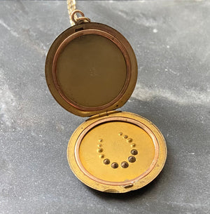 antique victorian paste horseshoe photo locket necklace