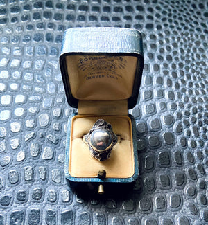 antique art nouveau sterling silver magical floral orb ring