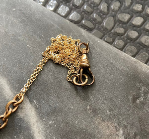 Antique Victorian Gold Filled Spring Ring Charm Holder Necklace Jewelry Jewellery