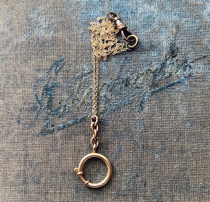 Antique Victorian Gold Filled Spring Ring Charm Holder Necklace Jewelry Jewellery