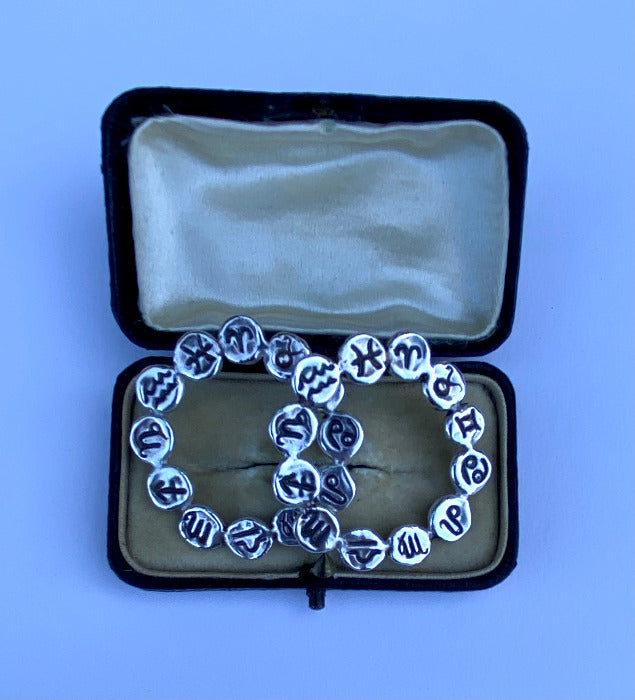serpentine handmade wax cast zodiac wheel statement earrings astrology jewelry