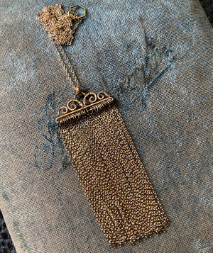 handmade antique Victorian chain tassel fringe statement necklace