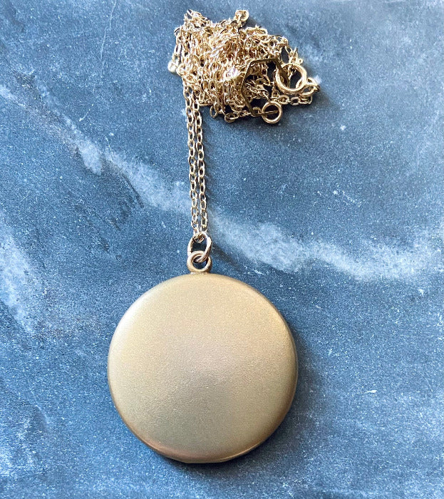 antique art deco gold filled round photo locket necklace