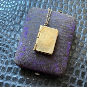 vintage gold filled book locket necklace