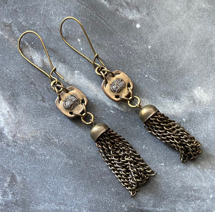 handmade lion tassel earrings