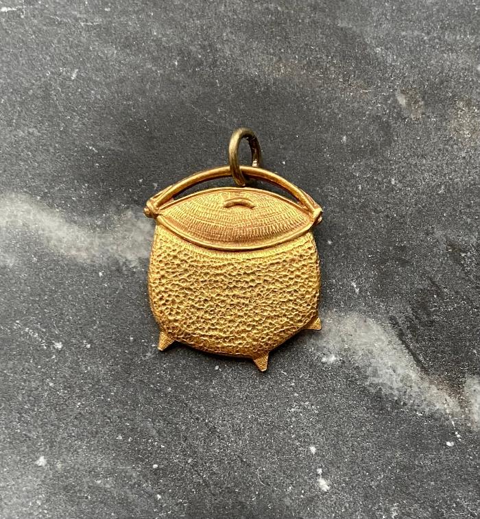 vintage brass cauldron charm