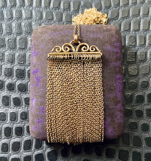 handmade antique Victorian chain tassel fringe statement necklace