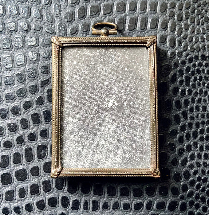 Vintage Small Metal Rectangular Picture Frame with Witchy Celestial Space Art Print