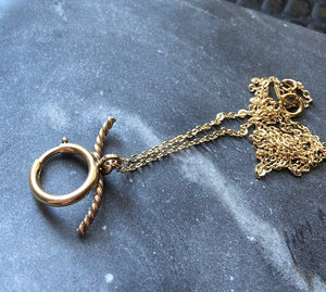 Antique Victorian Gold Filled Rope Toggle Charm Holder Spring Clasp Necklace