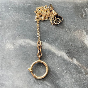 Antique Victorian Gold Filled Spring Ring Charm Holder Necklace Jewelry Jewellery