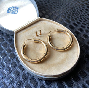 Vintage 14K Gold Round Classic Hoop Earrings