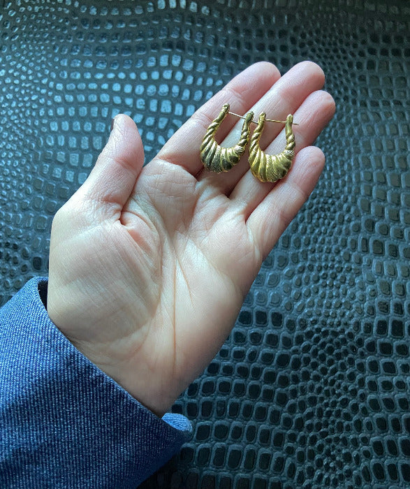 Vintage Gold Vermeil Puffy Hoop Earrings Classic Jewelry