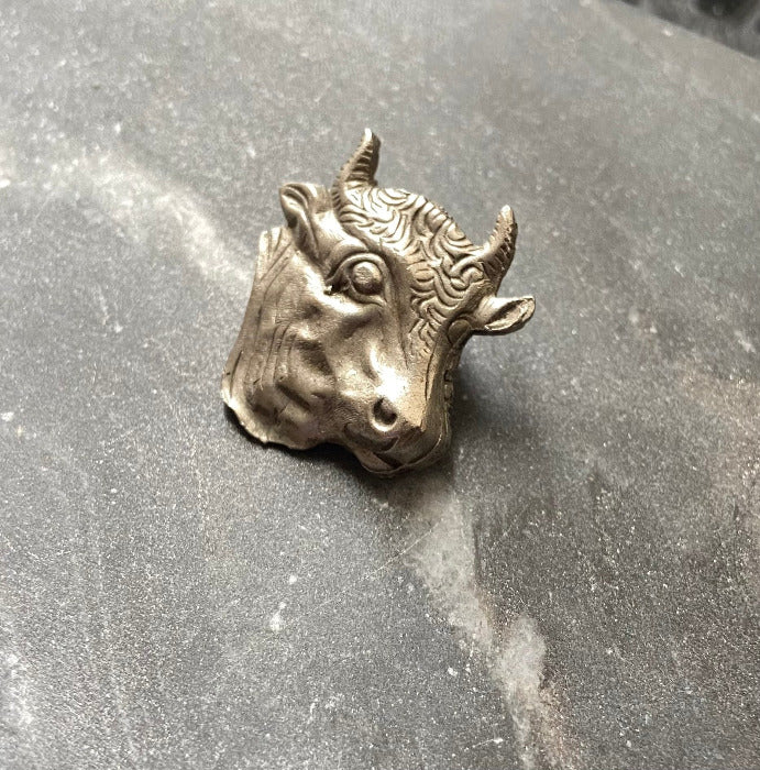 Vintage Pewter Taurus Bull Pin Zodiac Signs Astrology Jewelry   