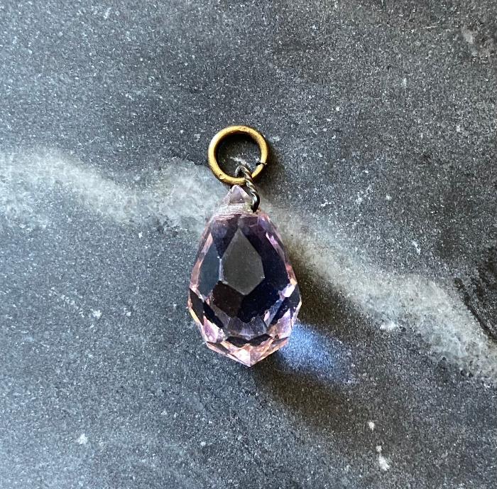 antique art deco purple glass charm