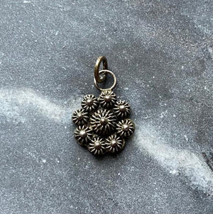 art deco silver filigree flower charm