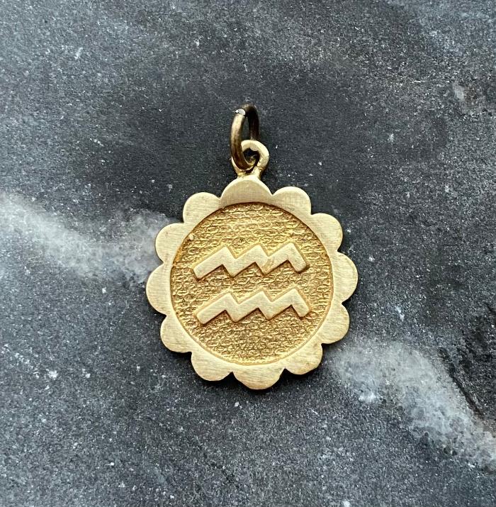 brass aquarius zodiac sign charm