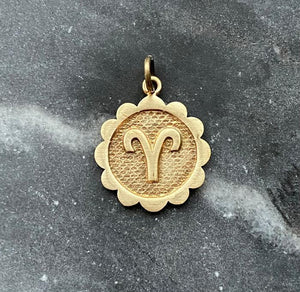 brass aries zodiac sign charm