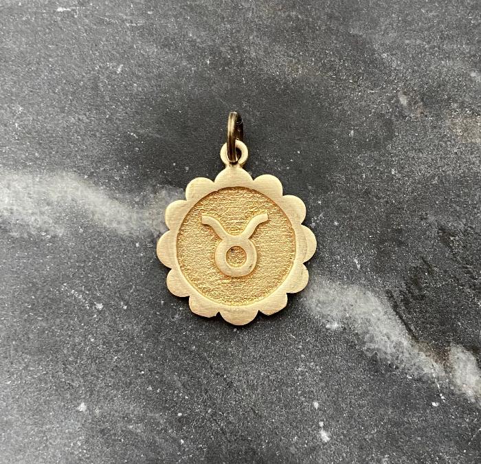 brass taurus zodiac sign charm