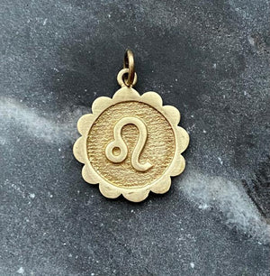 brass leo zodiac sign charm