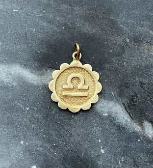 brass libra zodiac sign charm