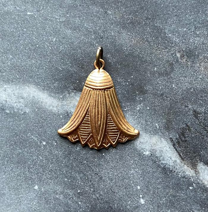 vintage brass lotus flower charm