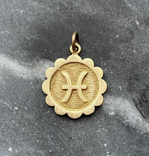 brass pisces zodiac sign charm