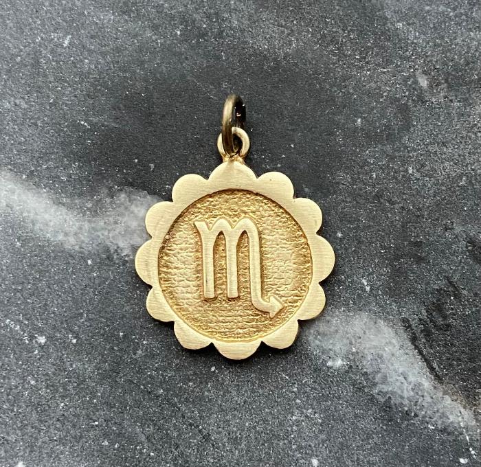 brass scorpio zodiac sign charm