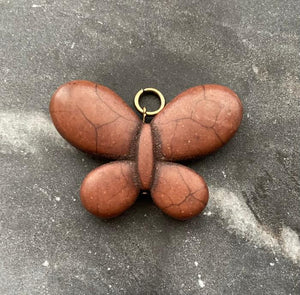 vintage brown magnesite butterfly charm