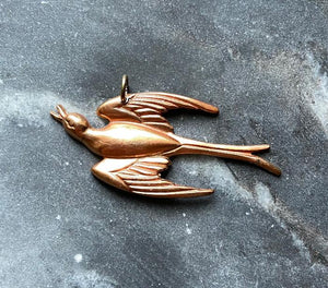 vintage copper swallow bird charm