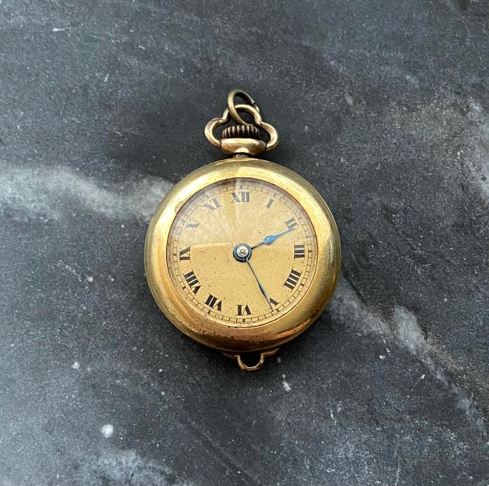 antique gold filled watch charm