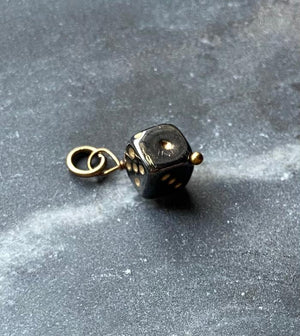 vintage hematite dice charm