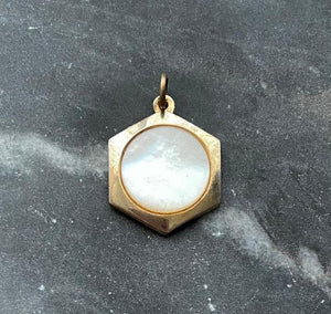 vintage hexagon mother of pearl charm