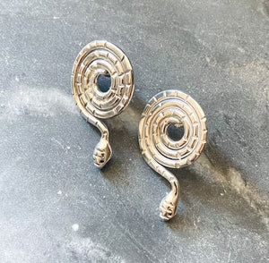 vintage silver snake stud earrings