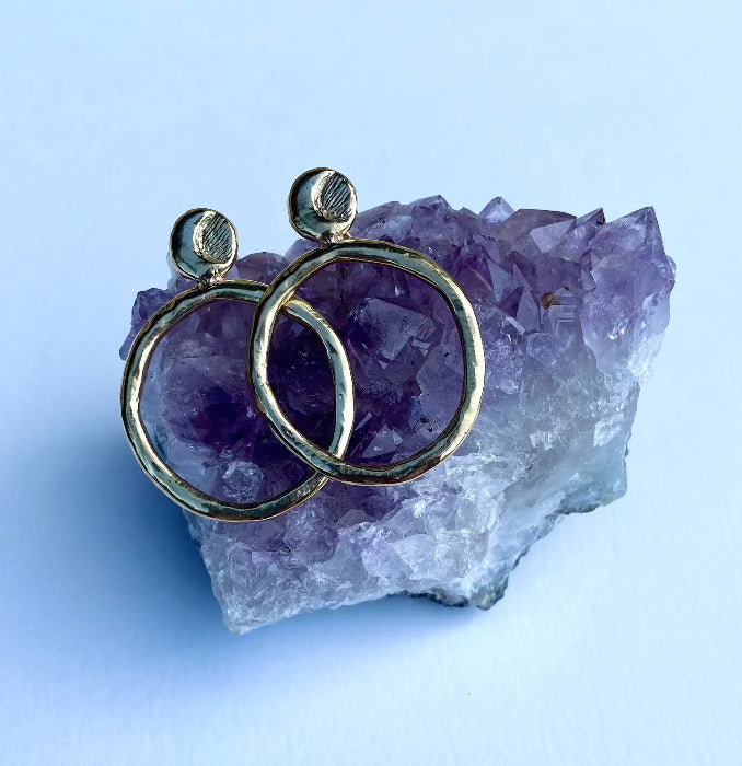serpentine handmade wax cast  celestial moon door knocker earrings