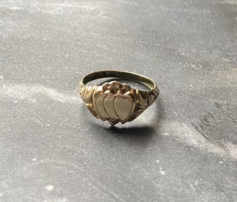Antique victorian gold filled triple heart ring