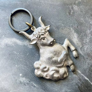 vintage bull taurus zodiac keychain