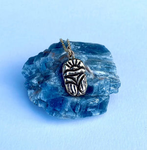 Serpentine Handmade Hand Carved Lost Wax Cast  Scarab Beetle Charm Necklace Talisman Jewelry