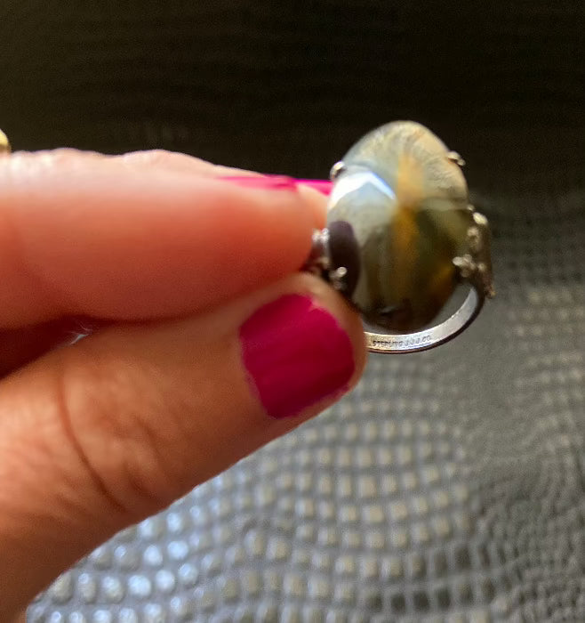 antique victorian silver tiger's eye ring